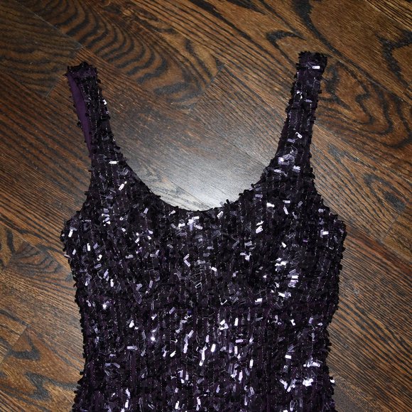 Deep Purple cocktail midi DRESS sequin embellished Suzi Chin S M 6 ERAS TOUR - Picture 12 of 13
